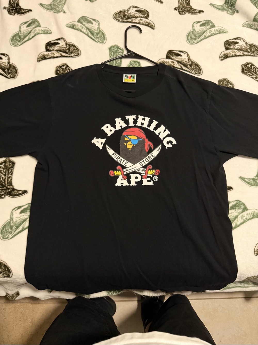 A Bathing Ape Black Pirate Logo Short Sleeve Tee